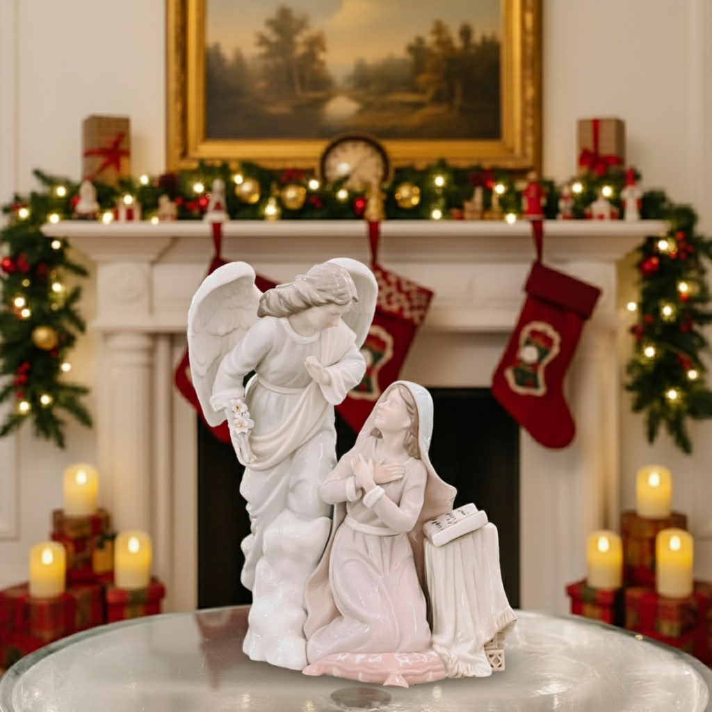 Annunciation Angel and Mary Figurine, Gabriel and Virgin Mary Statue, Christian Religious Decor, Faith Home Display, Spiritual Gift